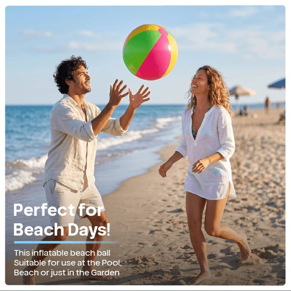 Adults 60cm Inflatable Beach Ball Multicoloured Pool Garden Party Toy ...