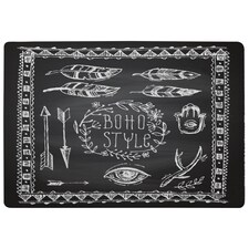 Boho Style  motivating phrase (Rug) Black | Medium: 80x150cm