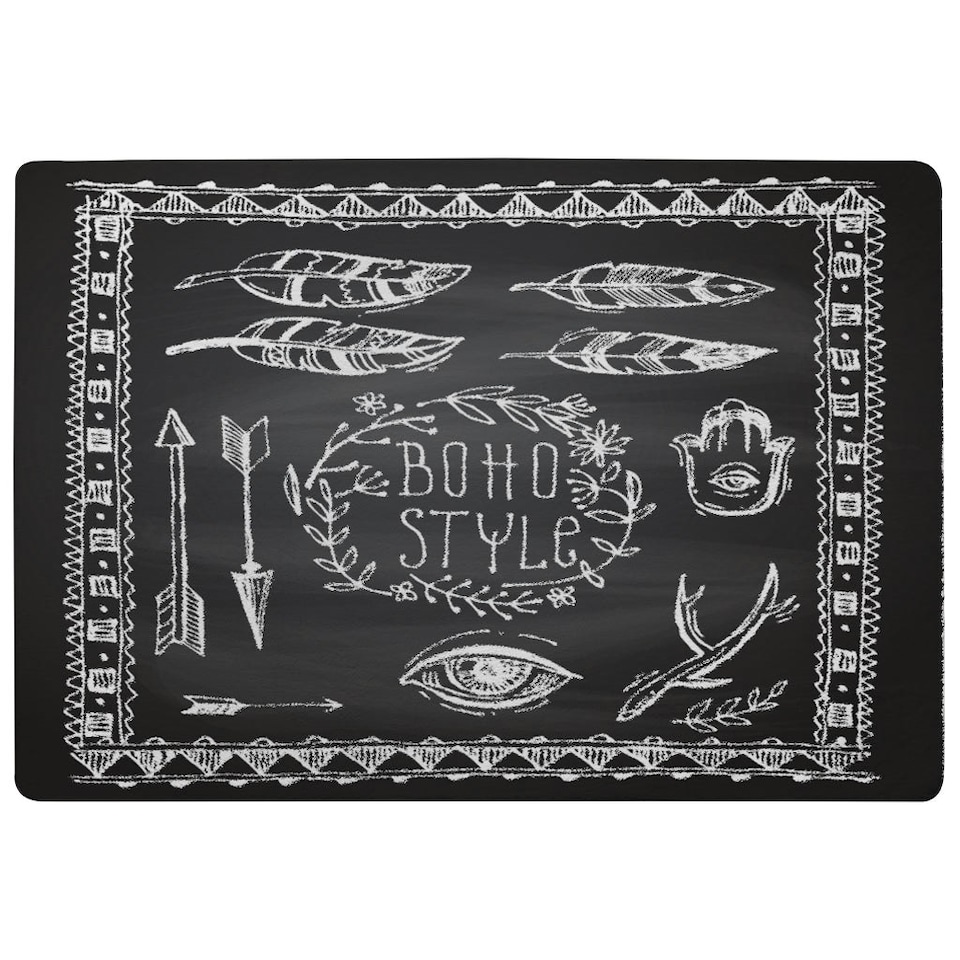 image 1 of Boho Style motivating phrase (Rug) Black | Medium: 80x150cm