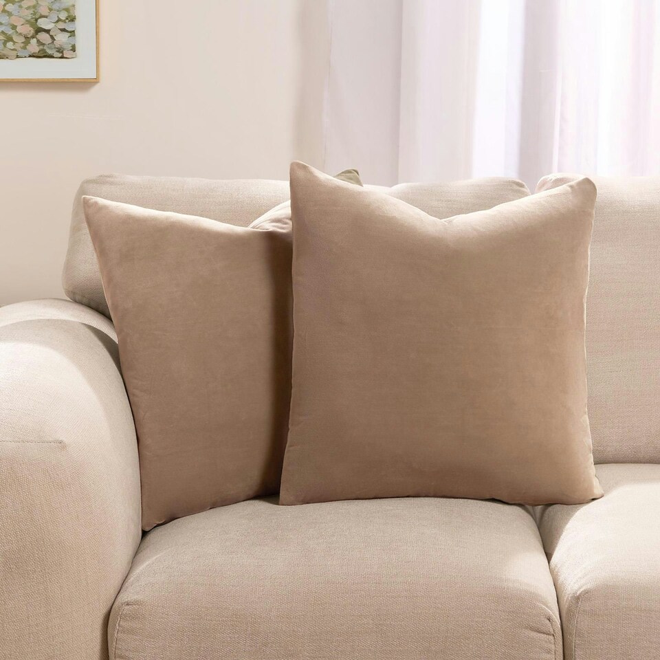 image 1 of OHS 4 x Soft Plain Matte Velvet Cushion Covers, 45x45cm - Natural | Yellow | Natural | 45x45cm | 4
