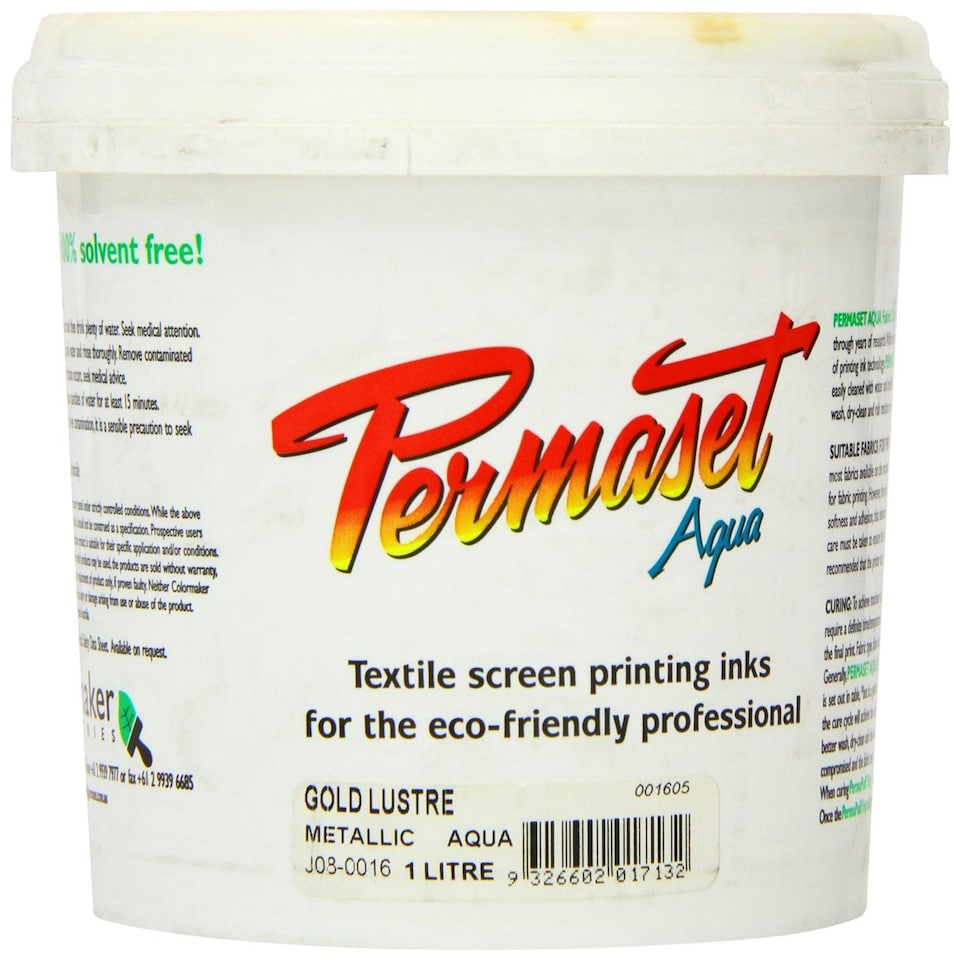 Permaset Aqua Metallic Ink, Gold Lustre, 1 Litre