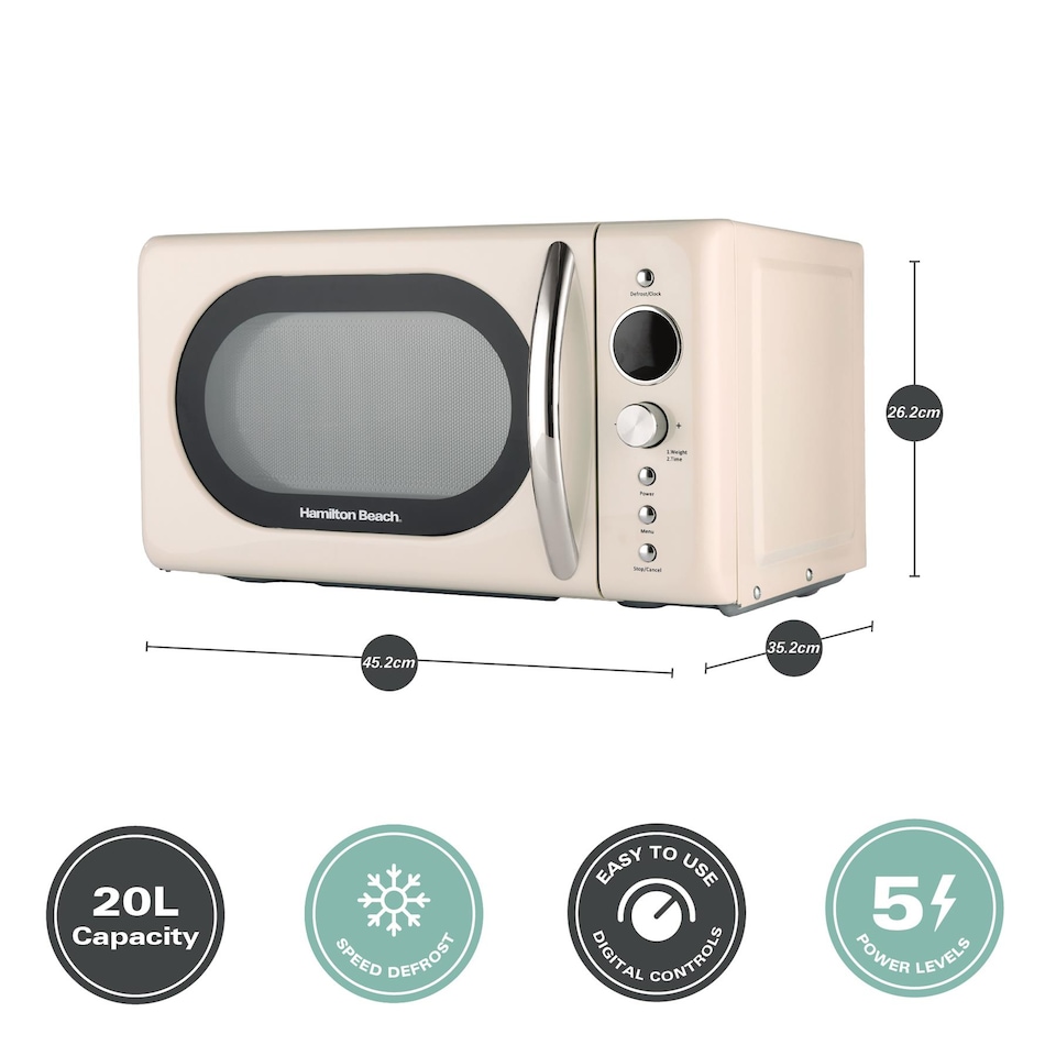 image 1 of Hamilton Beach 20L Retro Cream Microwave