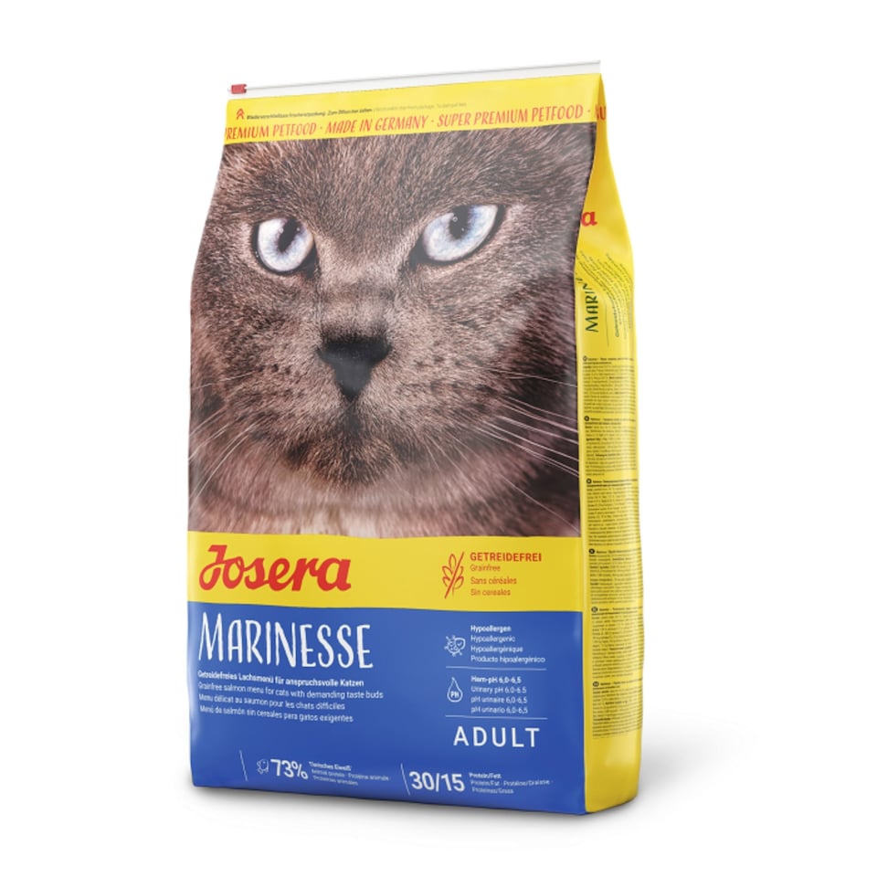 image 1 of Josera Marinesse complete adult cat food | Grain-free | Single animal protein | Salmon | Hypoallergenic | Sensitive | Anti-Hairball | Urinary pH | 10kg