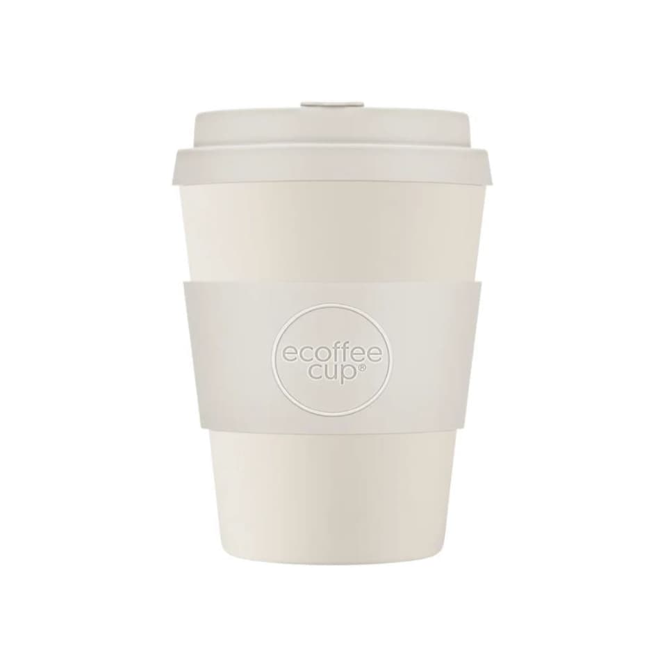 image 1 of Ecoffee Cup 12oz 350ml Reusable Eco-Friendly, Plant Based Coffee Cup with Silicone Lid & Sleeve, Waicara | White | Waicara