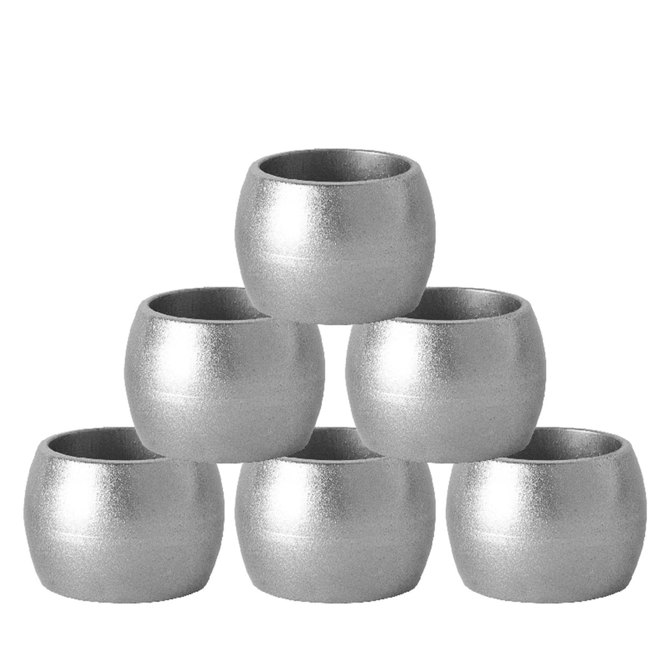 image 1 of Argon Tableware Metallic Napkin Rings - 4.5cm - Silver - Pack of 6 Grey