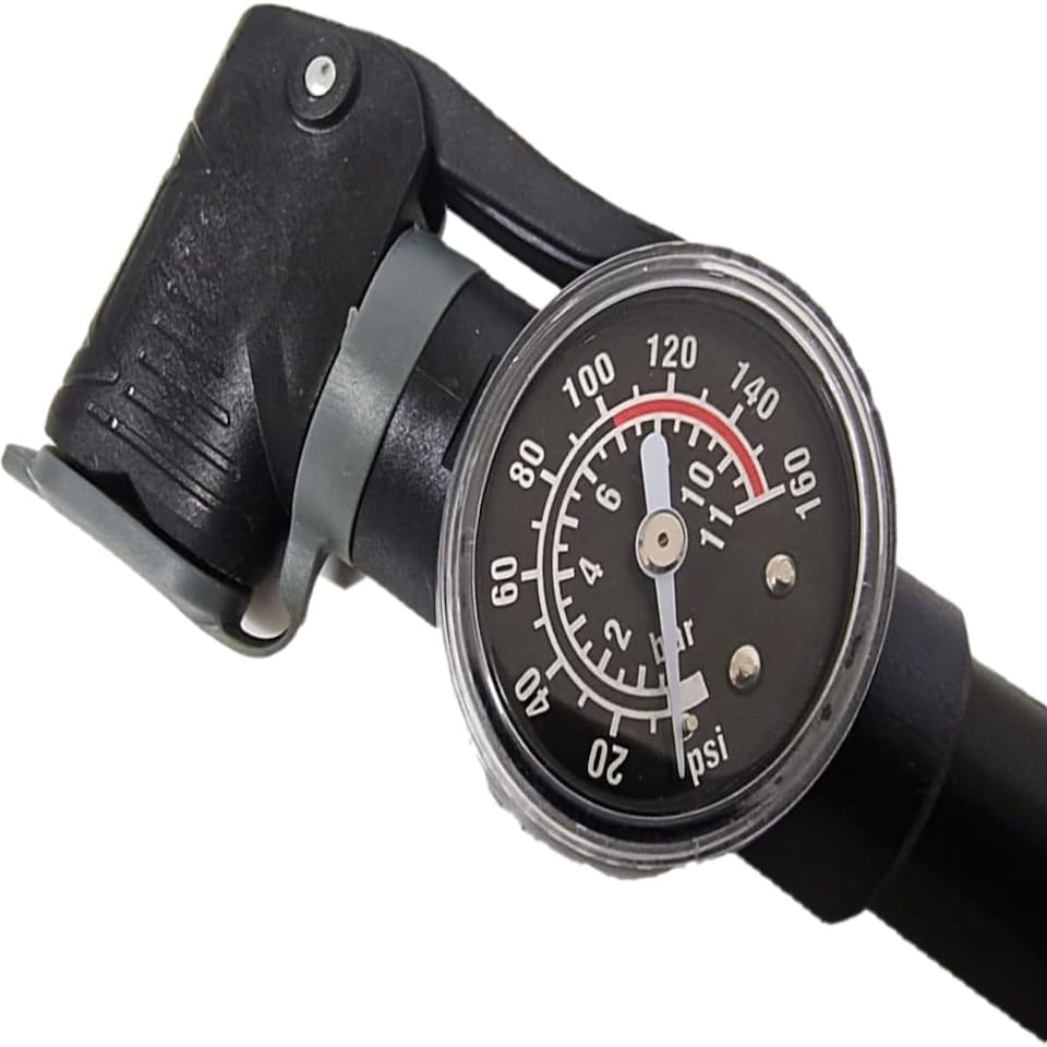 image 1 of AWE CNC 6063 Alloy Mini Bike Pump With Gauge 100 PSI Max Pressure Dual Valve SV/PV