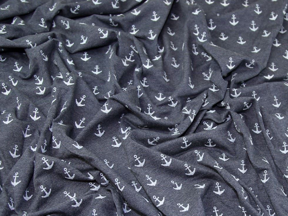 John Louden Navy Blue Glitter Cotton Jersey Stretch Knit Dressmaking Fabric, 150cm / 59" Wide - per metre