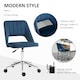 image 5 of Vinsetto Modern Office Chair, Velvet-feel Fabric Desk Chair with Wheels, Comfy Armless Swivel Vanity Chair for Makeup, Nail Tech, Bedroom, Dark Blue