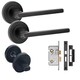 image 1 of Golden Grace Leon Straight Design Bathroom Door Handles in Matt Black Finish with Matching Lock and Thumbturn | Black | 1 Set