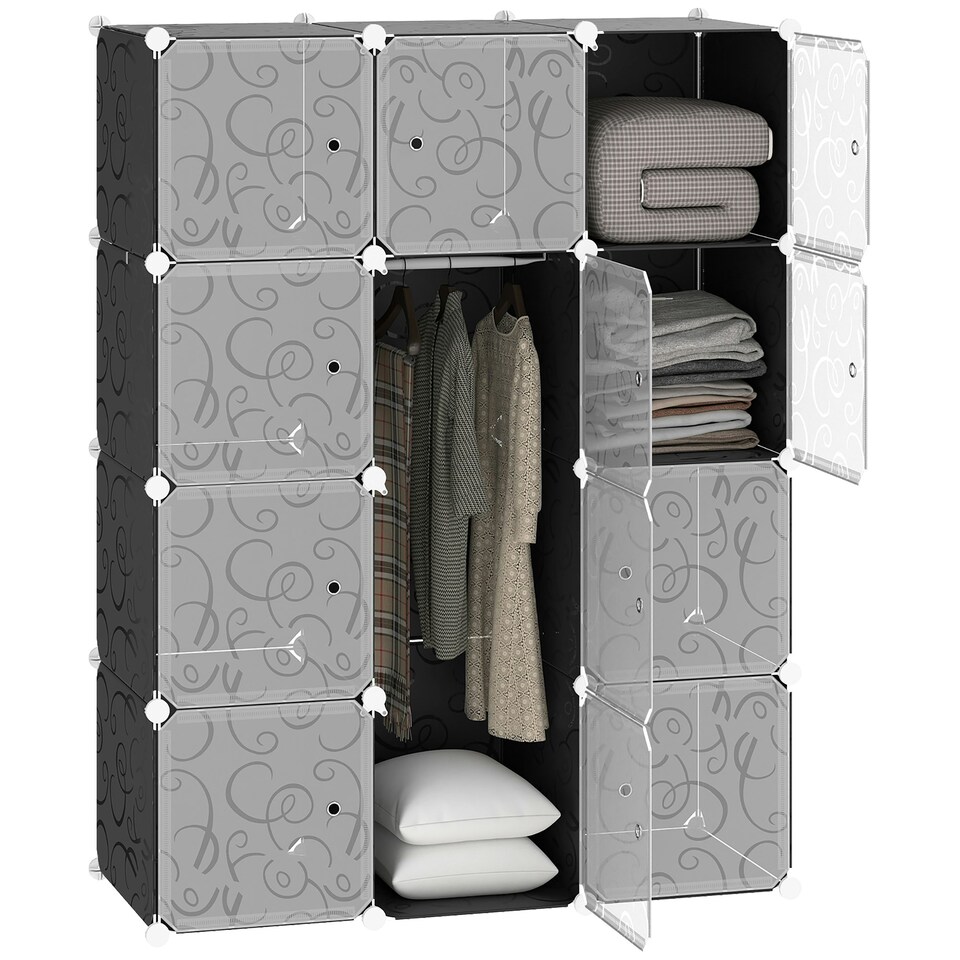 image 1 of HOMCOM DIY Wardrobe Portable Interlocking Plastic Modular Closet Cube Organiser
