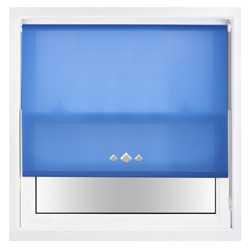 image 1 of FURNISHED Daylight Trimmable Roller Blinds with Triple Diamond Eyelets and Metal Fittings | Blue | Blue | (W) 215cm x (L) 165cm