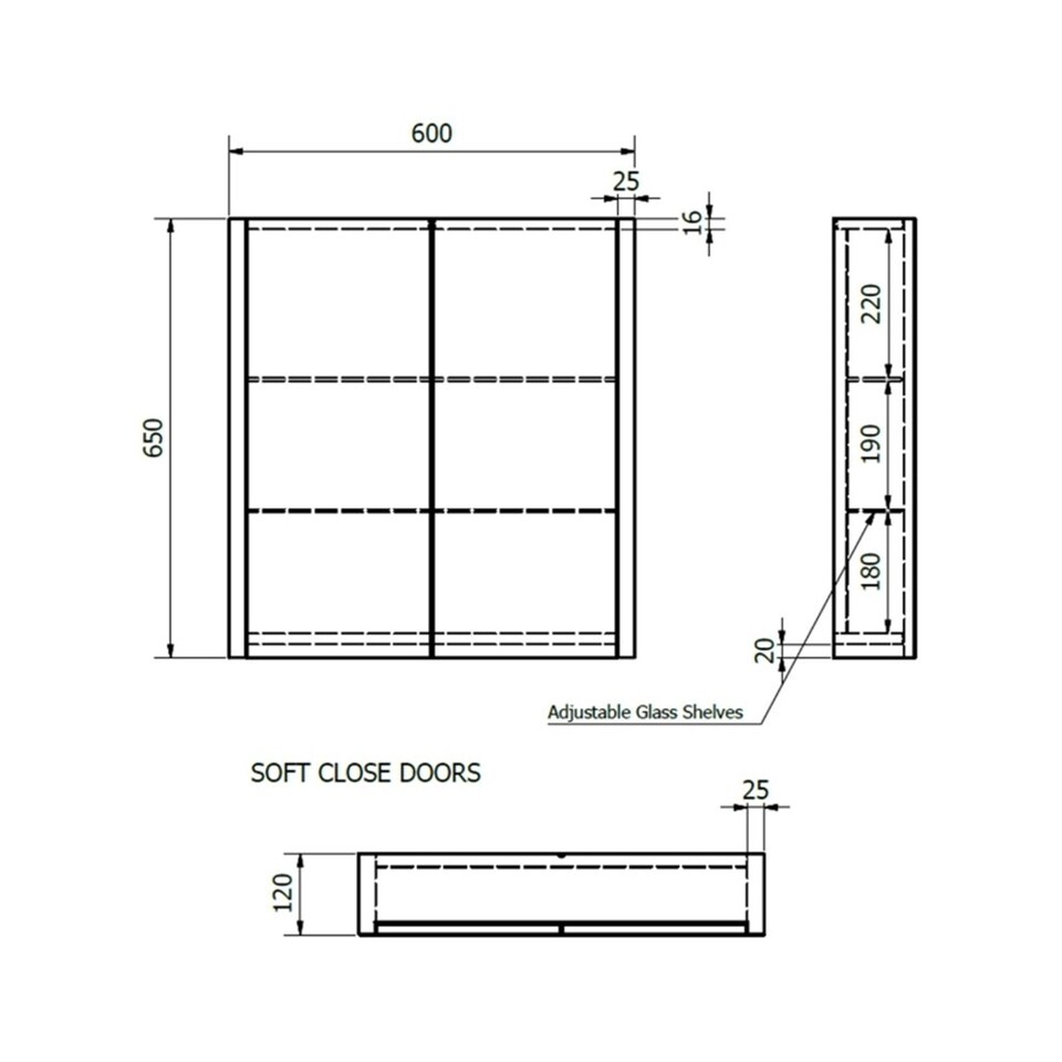 image 1 of Mirror Bathroom Cabinet 600mm Wide - Silver Oak Brown