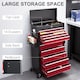 image 3 of HOMCOM 2 in 1 Rolling Tool Cabinet on Wheels with 14 Drawers, Pegboard and Side Rack, Lockable Top Tool Chest and Roller Cabinet Combo for Workshop and Home, Red | Red