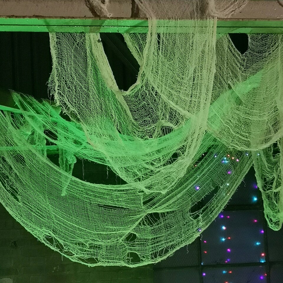 image 1 of Pack of 2 2.9m Halloween Freaky Fabric Net Decoration in Cream