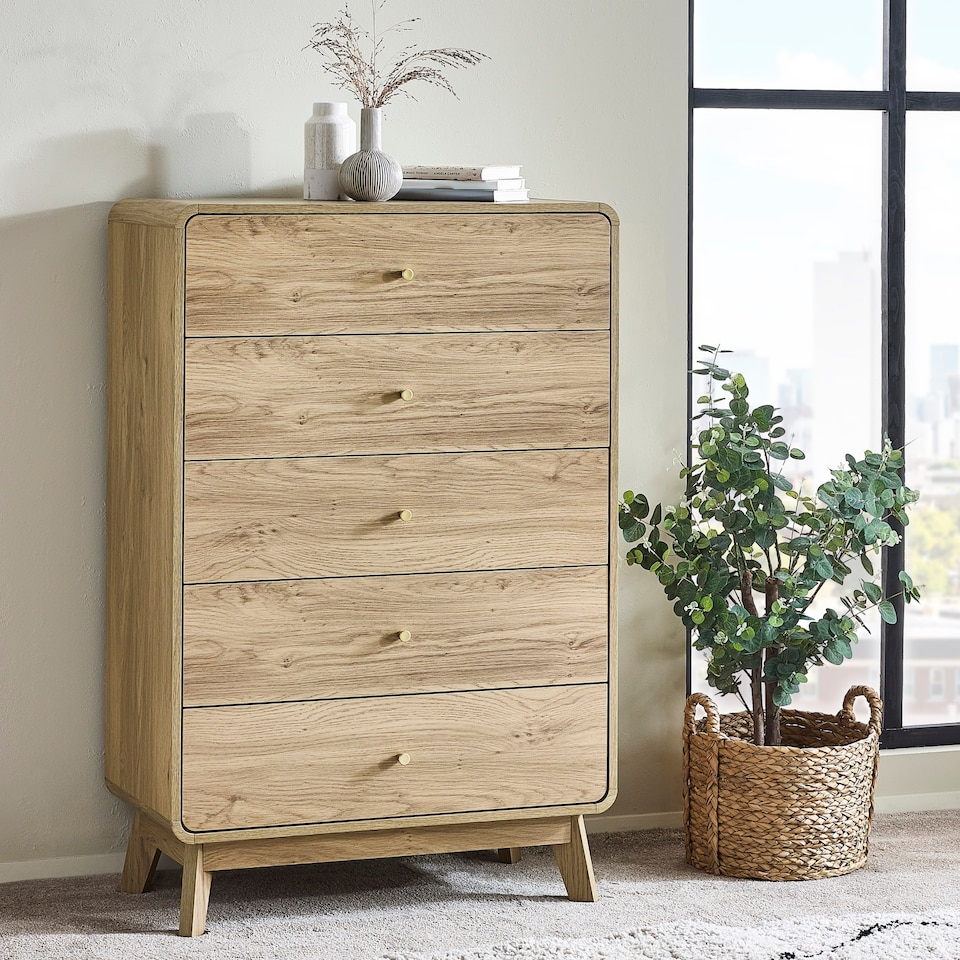 image 1 of Premium Freya 5 Drawer Chest - Beige