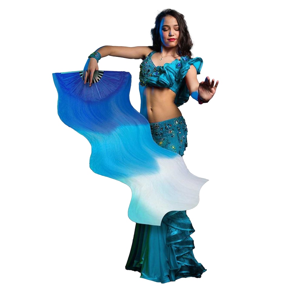 image 1 of Fiestas Guirca Fan Costume Accessory | White | White/Blue | One Size | 1