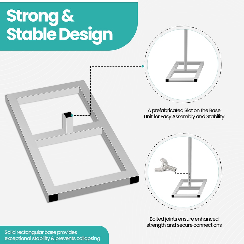 image 1 of 4x8m Silver Modular Rectangular Backdrop Stand Kit with Metal Frame - 3 Base, 10 Pipes