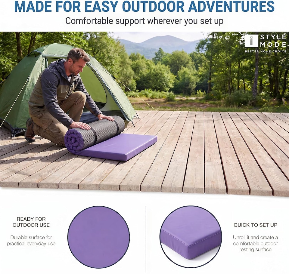 image 1 of Roll-Up Camping Mattress|Campervan Mattress Topper (190 × 75cm)