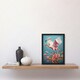 image 2 of Flamingo Flight Lake Dance Pink Floral Water Flowers Black Framed Wall Art Print A4