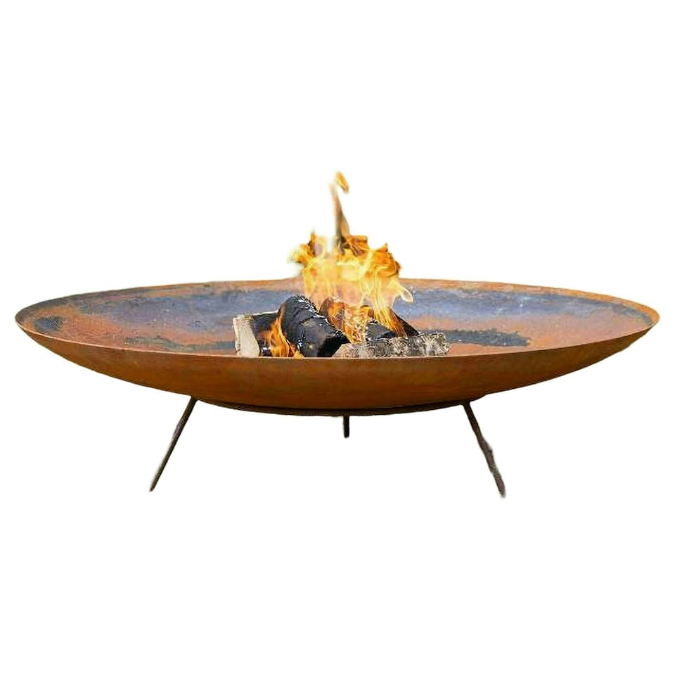 image 1 of Primrose Corten Steel Fire Pit & Water Bowl 100cm