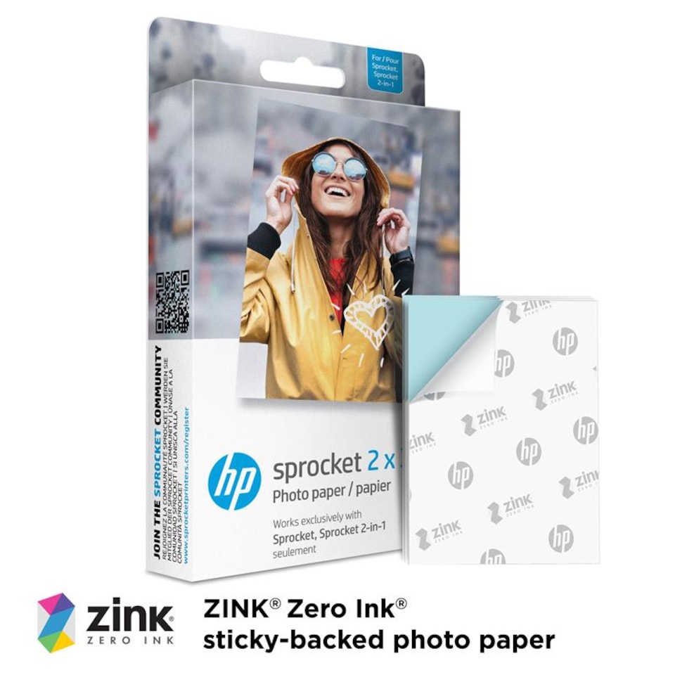 image 1 of 100 Sheets -HP Sprocket 2"x3" Premium Zink Sticky Back Photo Paper