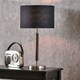 image 2 of Minimalist Silver and Wood Effect Table Lamp with Black Shade | Silver | Silver | 1