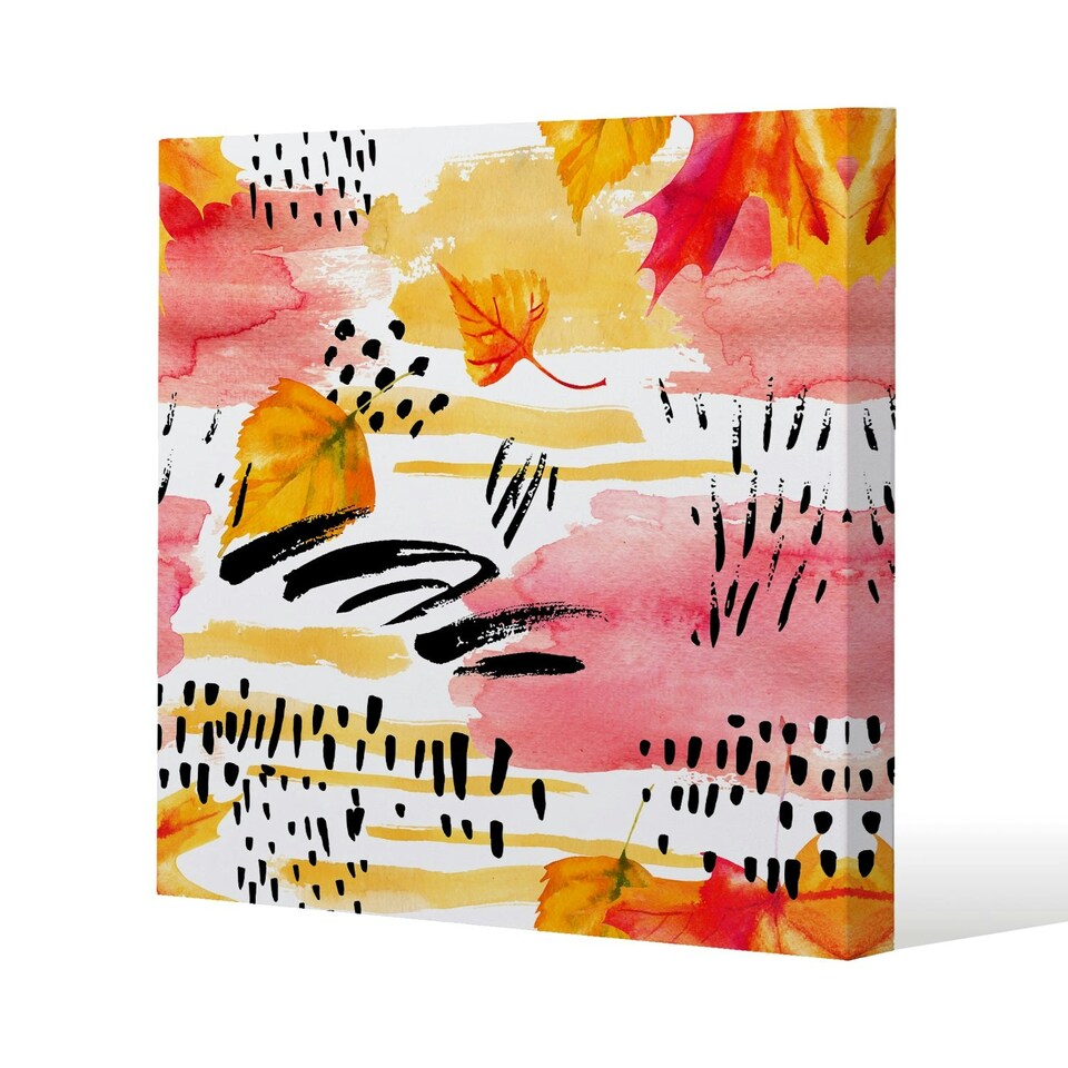 image 1 of Abstract fall seamless pattern in Bright autumn colours (Canvas Print) 90 x 90 x 4cm