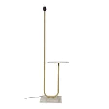 ValueLights Tavel Brushed Gold Metal Floor Lamp with Table | Gold