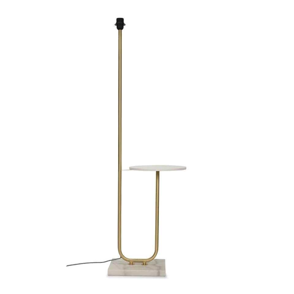 image 1 of ValueLights Tavel Brushed Gold Metal Floor Lamp with Table | Gold