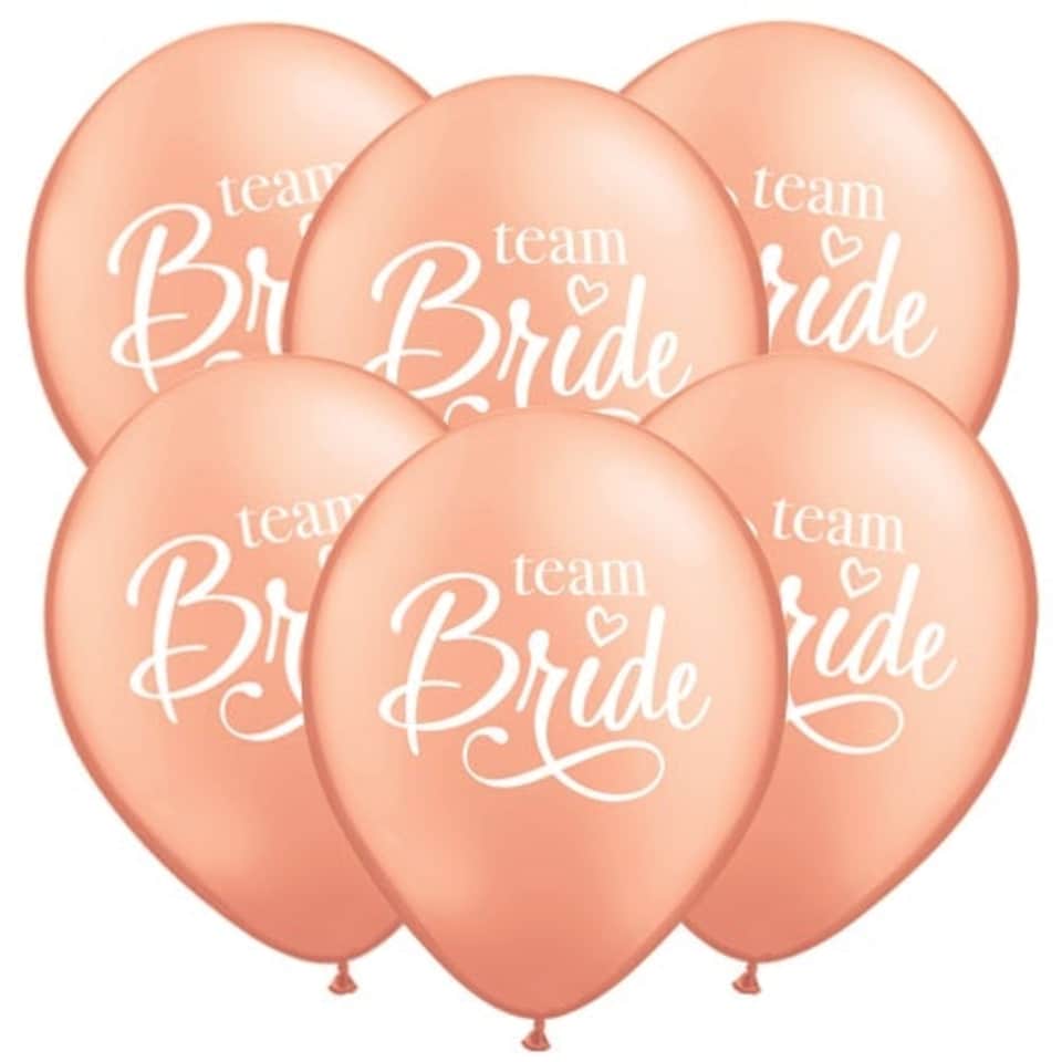 Team Bride Rose Gold Latex Helium Qualatex Balloons 28cm / 11 in - Pack of 6