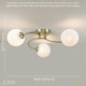 image 4 of Modern 3-Arm Antique Brass Ceiling Light with Opal Swirl Glass Spherical Shades