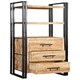 image 5 of Herica Industrial Mintis Narrow Bookcase with 3 Drawers Brown