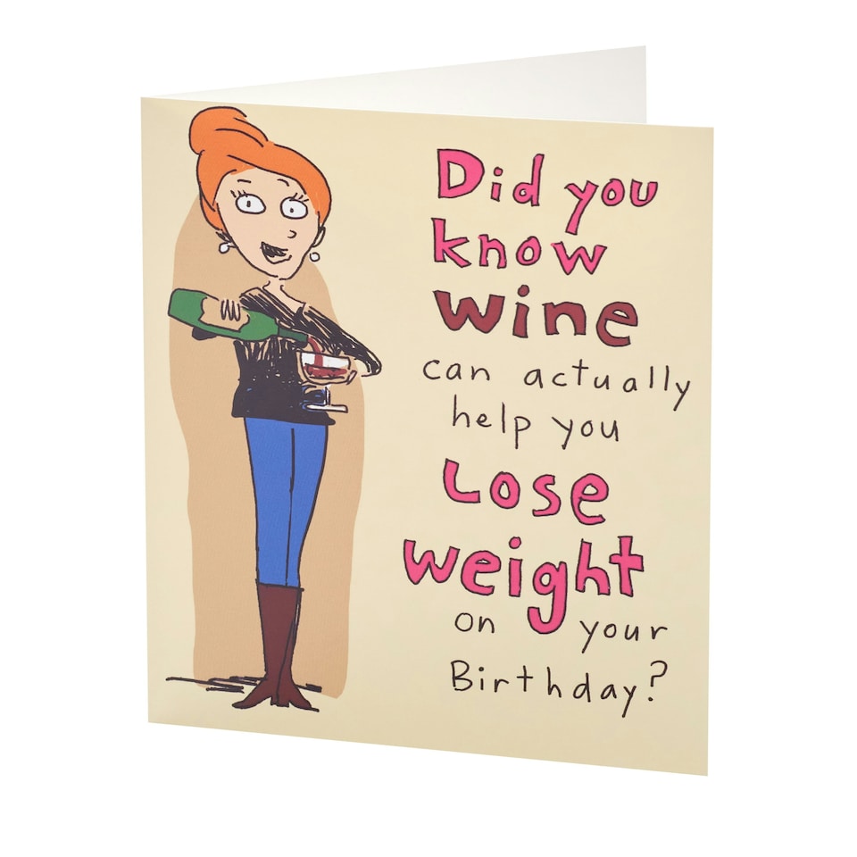 image 1 of Humour Birthday Card - Woman With A Bottle Of Wine