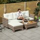 image 2 of Outsunny L Shaped Garden Conversation Chaise Lounge Furniture, Cream