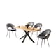 image 2 of Wooden Dining Table with X-Shaped Iron Legs and 4 Grey Velvet Chairs  Modern Dining Set for Home and Kitchen Grey