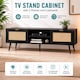 image 4 of Modern Black Rattan TV Stand Cabinet with Two Cupboards and Shelves TV Unit - W150 x D40 x H52cm