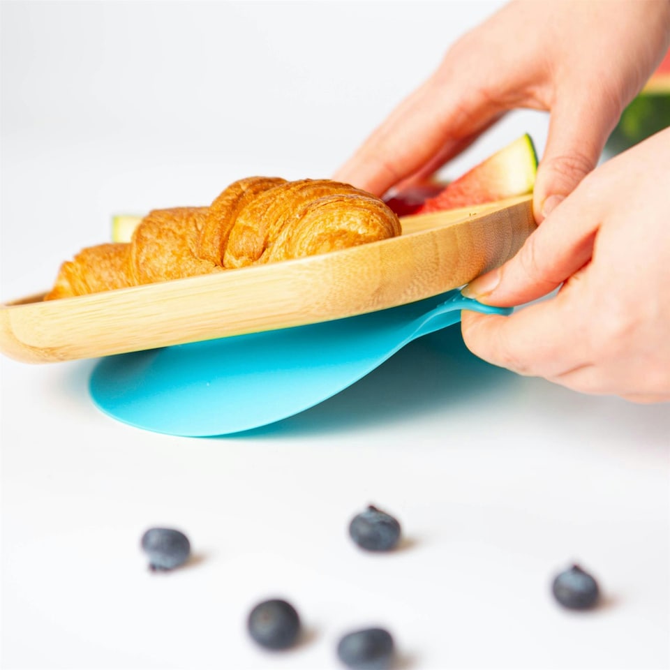 image 1 of Tiny Dining Children's Bamboo Suction Plate - Blue | Blue