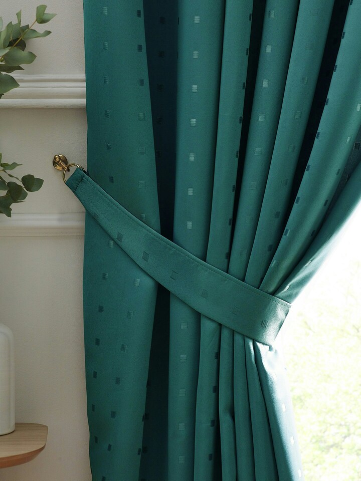 image 1 of Adison Lined Pencil Pleat Taped Curtains - 117cm x 183cm - Teal