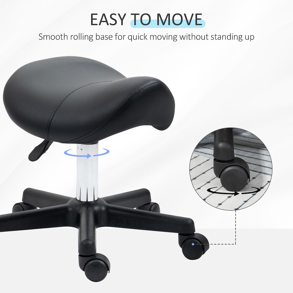 image 1 of HOMCOM Adjustable Saddle Stool Rolling Salon Chair for Spa Massage Beauty