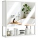 image 1 of HOMCOM Industrial Bathroom Cabinet with 2 Mirrored Doors Open Shelf White