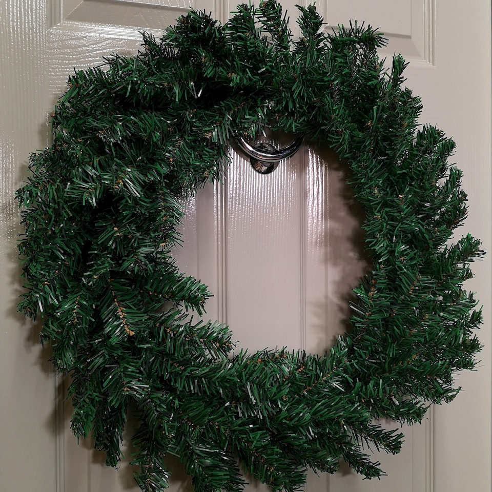 image 1 of 60cm Plain Green Christmas Wreath with 160 Tips