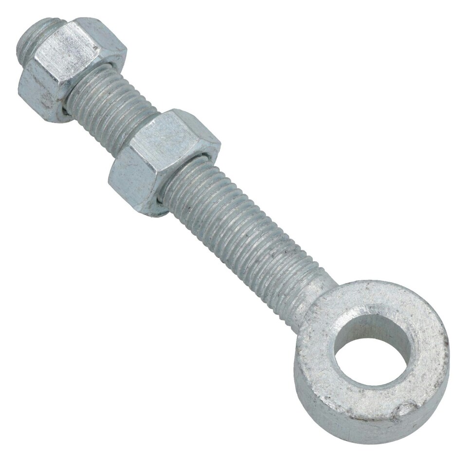 image 1 of Swing Gate Long Eye Bolts Hinge + Nuts Adjustable Zinc Plated 16 x 100mm 1pc Silver