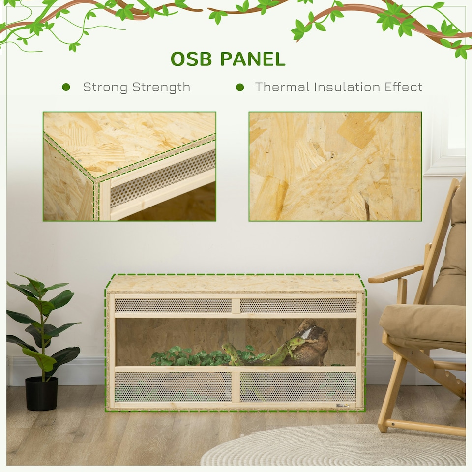 image 1 of PawHut Reptile Terrarium, Climbing Pet Container w/ Transparent Sliding Doors