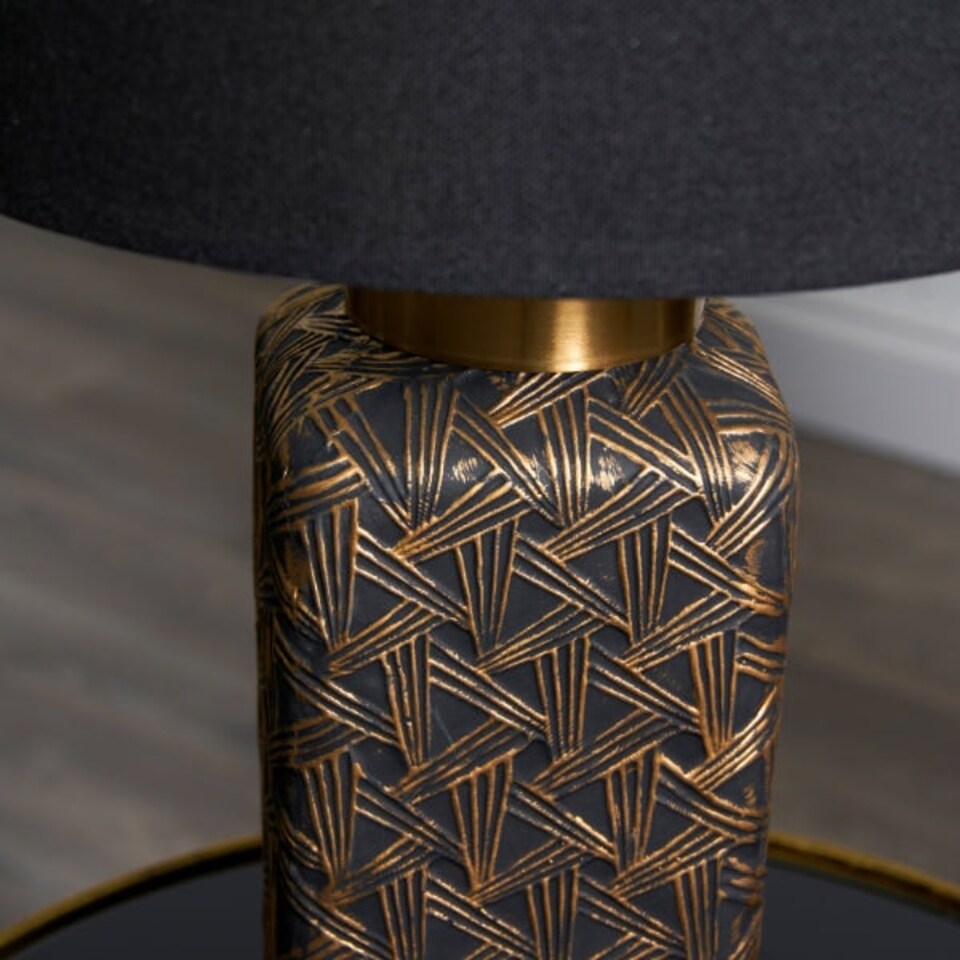 image 1 of Denisa Black & Gold Ceramic Table Lamp Black