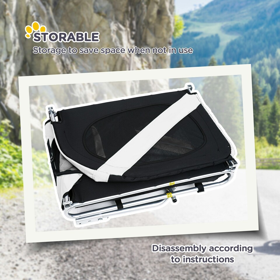 image 1 of PawHut Pet Stroller Dog Jogger Folding Bike Cargo Trailer Carrier Bicycle Black