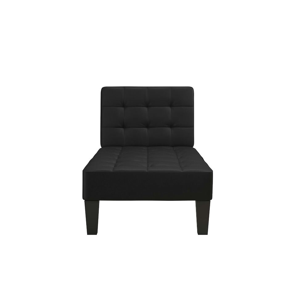 image 1 of Adalynn Chaise Lounger Black Faux Leather Black | BLACK FAUX LEATHER