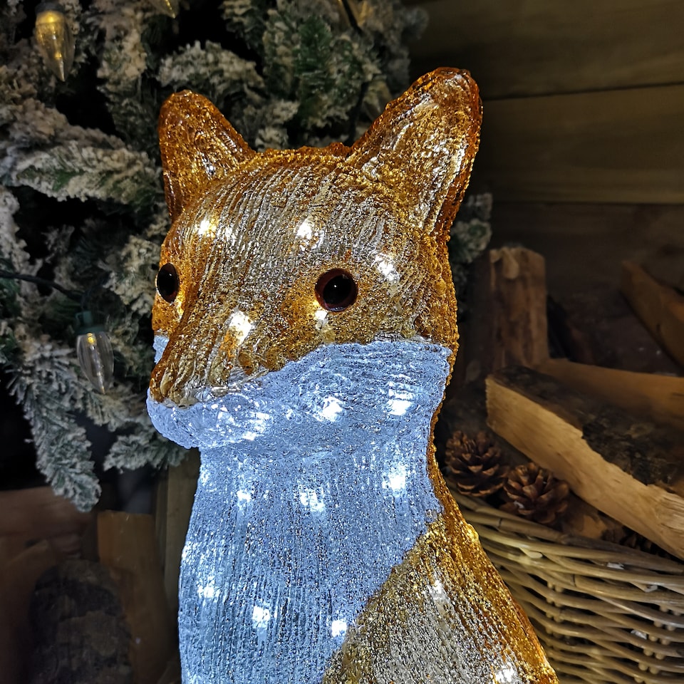 image 1 of 54cm The Snowman & Snowdog 2018 Acrylic Fox Christmas Decoration with 100 Ice White LEDs