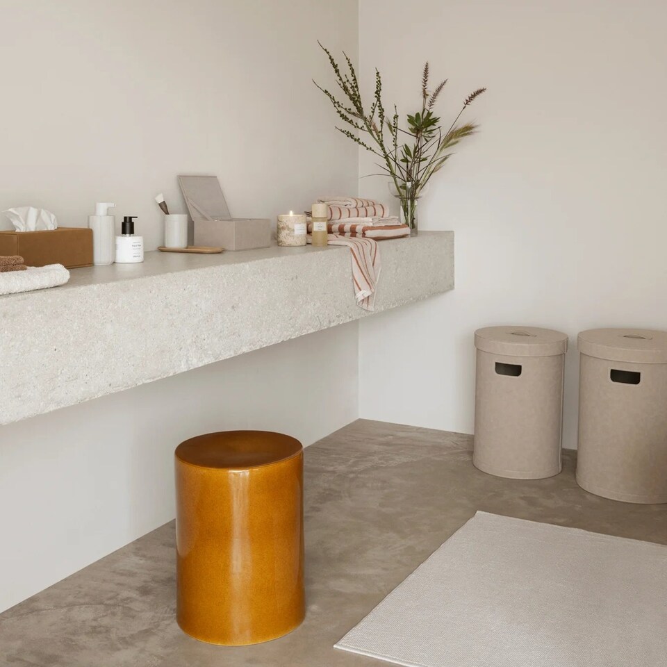 Blomus Toru Cylindrical Shape Ceramic Stool Indian Tan - Tesco Groceries