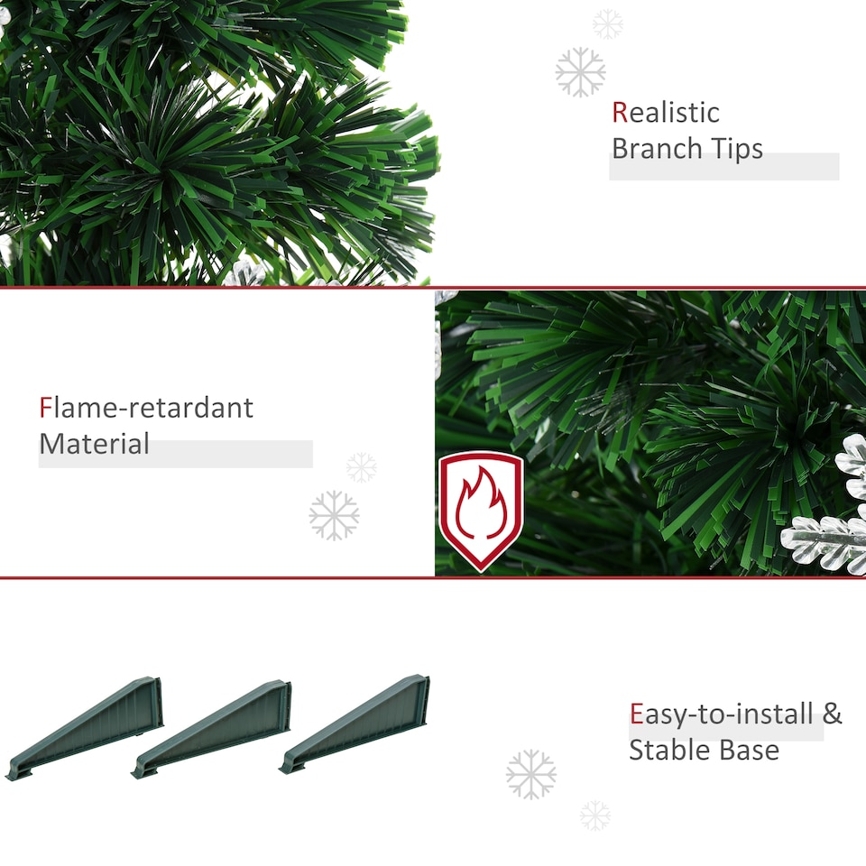 image 1 of HOMCOM 3FT Green Fiber Optic Full Lights Christmas Tree Multi LED Stars