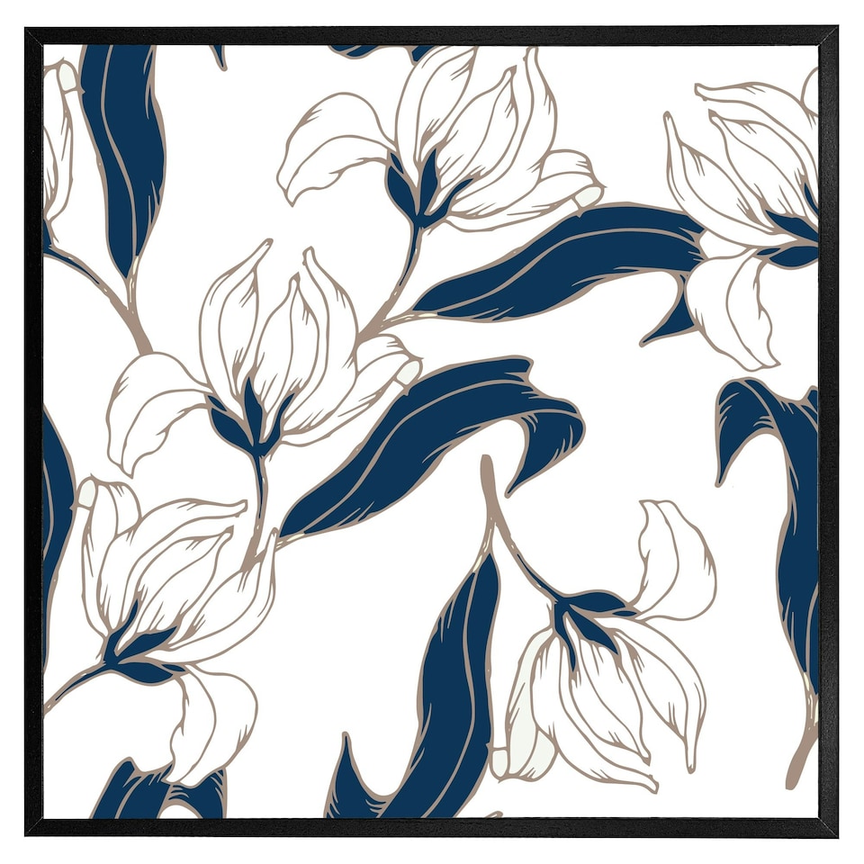 image 1 of White flowers (Picture Frame) Brown | Oak | M